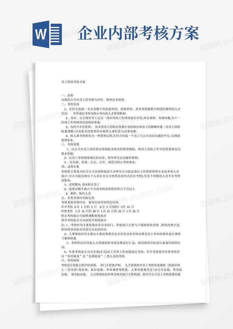 员工绩效考核方案(企业管理)