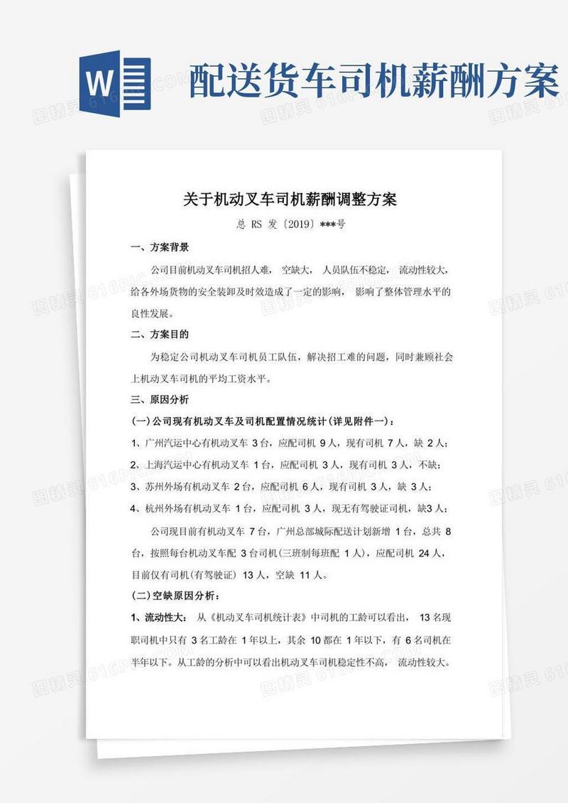 关于机动叉车司机薪酬调整方案