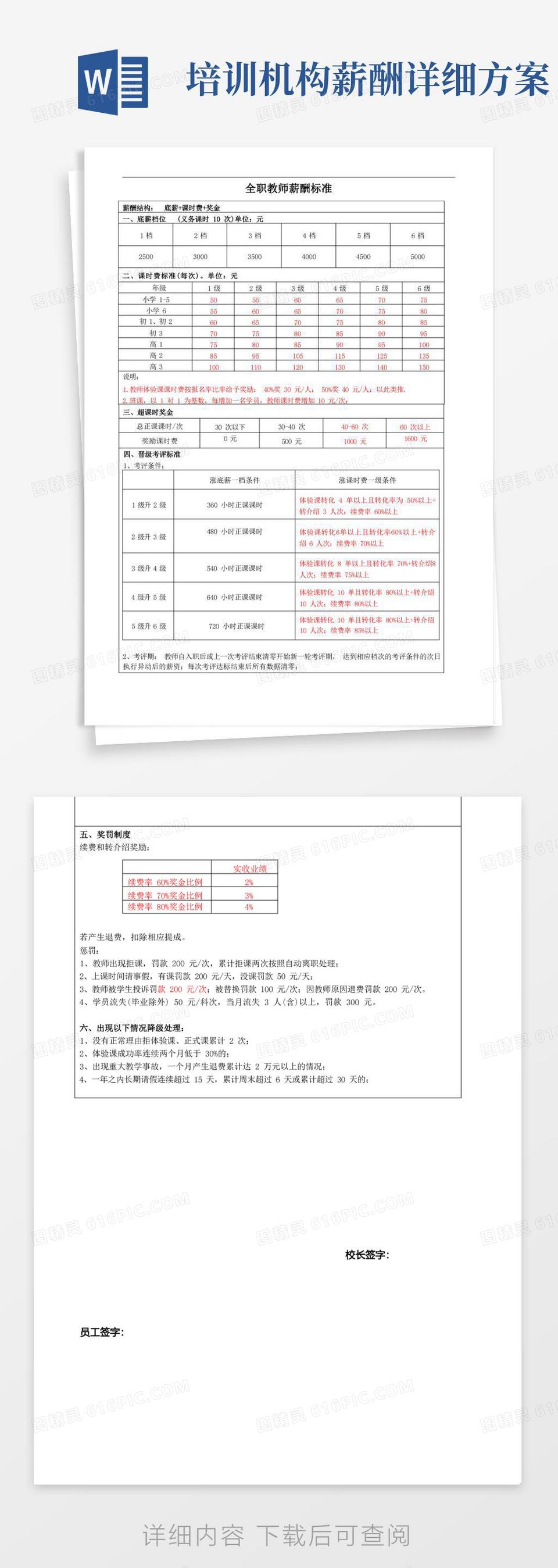 培训机构教师薪酬标准