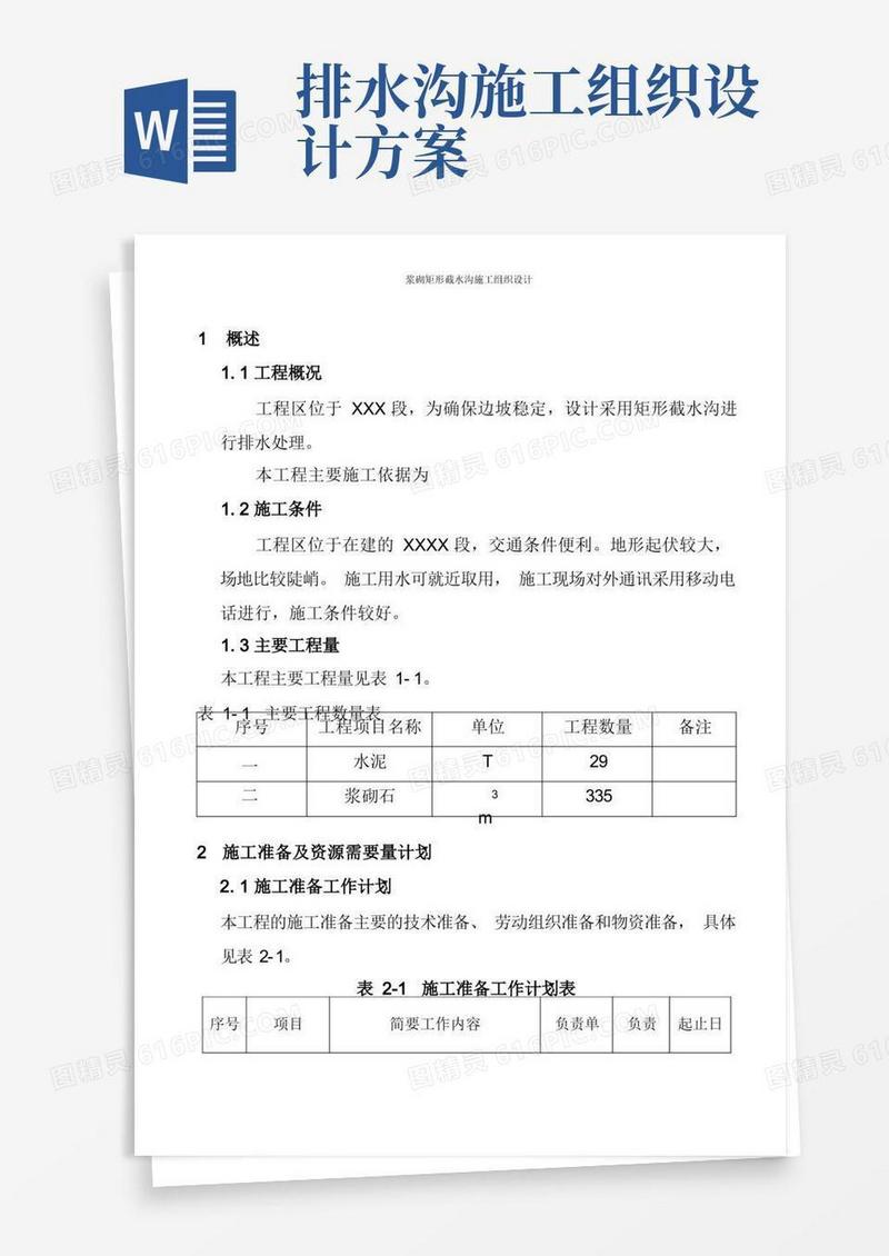 截水沟施工组织设计参考