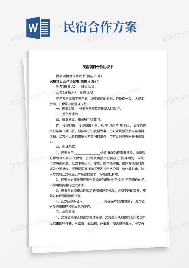 民宿项目合作协议书