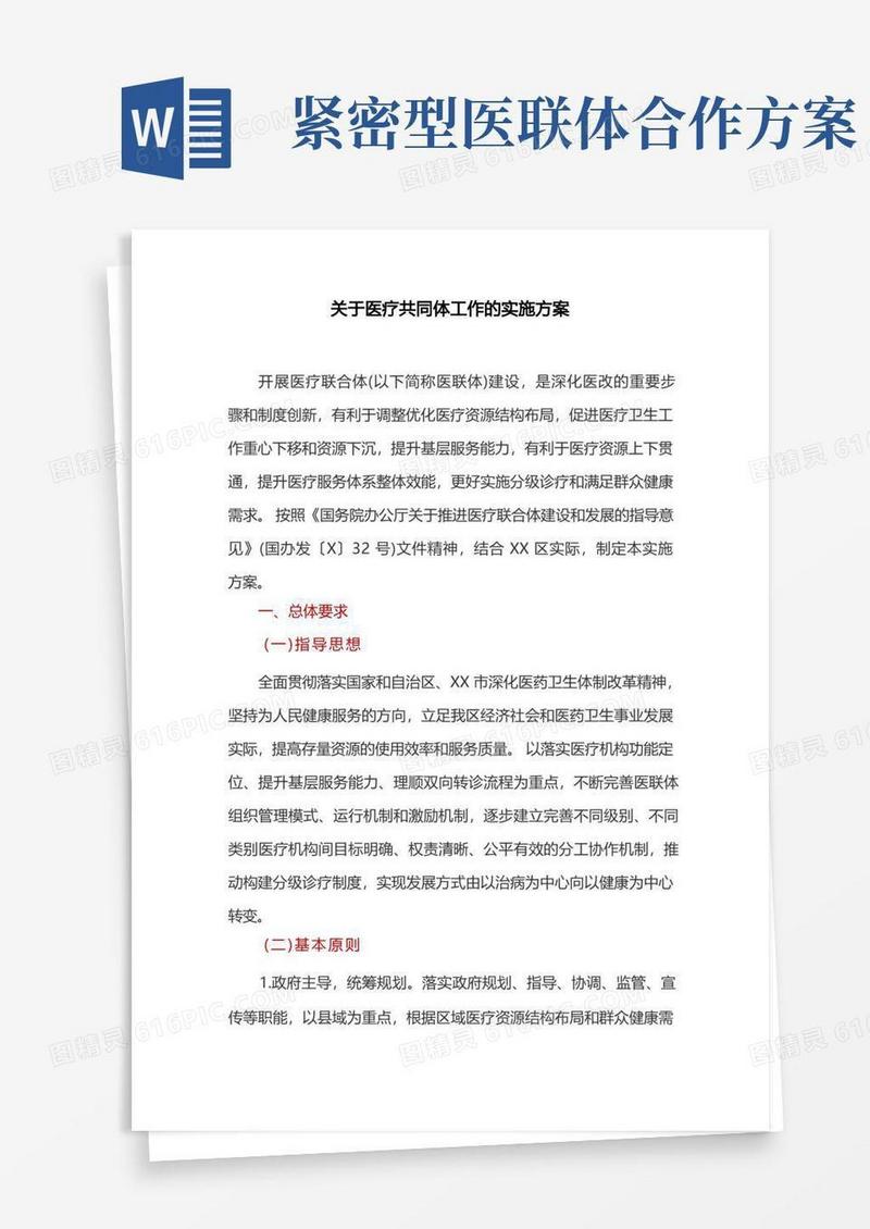 关于医疗共同体工作的实施方案