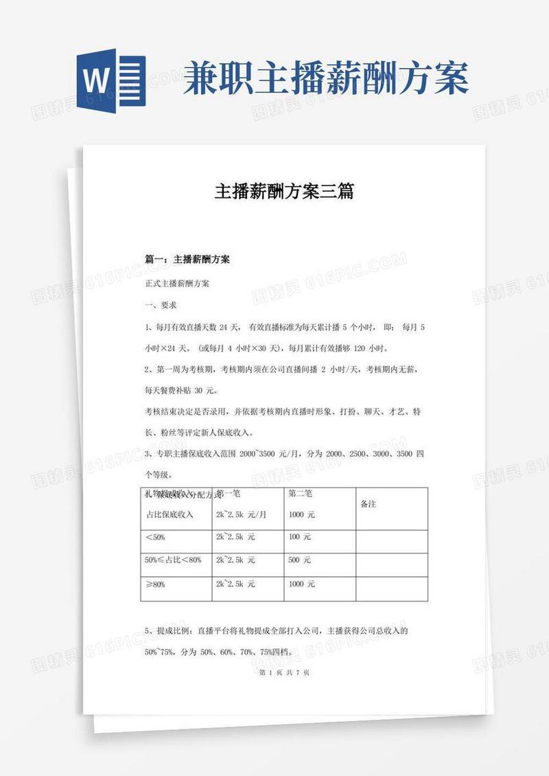 主播薪酬方案三篇