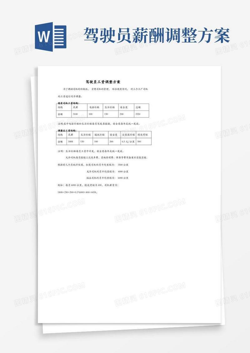 司机工资方案调整