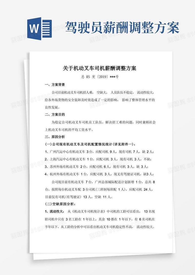 关于机动叉车司机薪酬调整方案