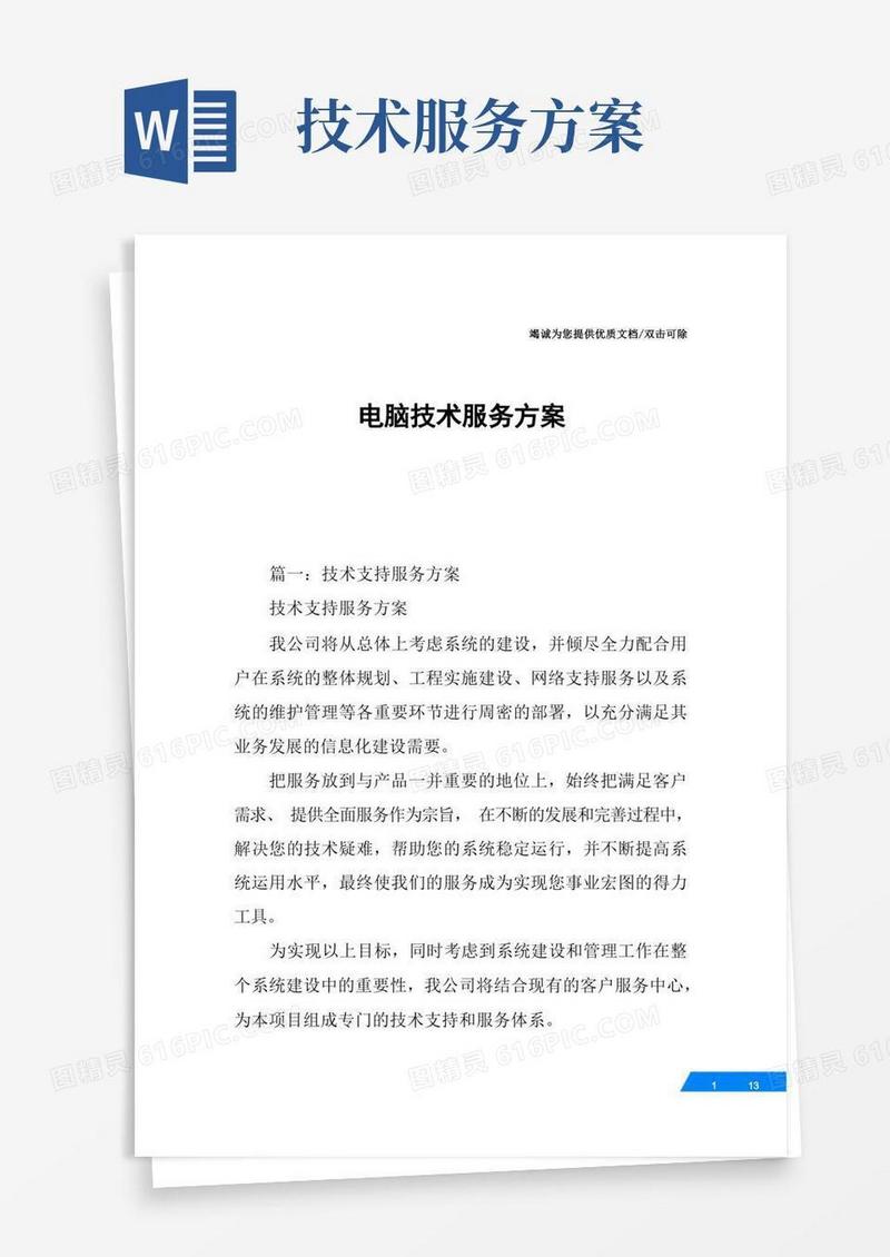 电脑技术服务方案