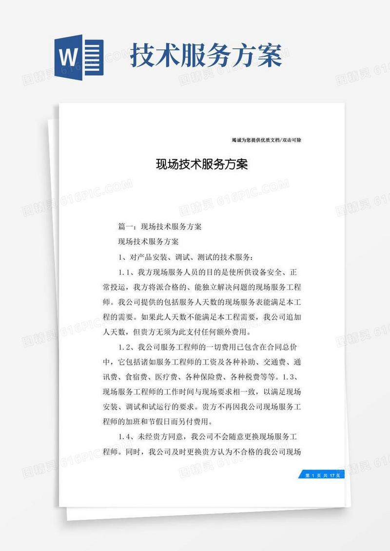 现场技术服务方案