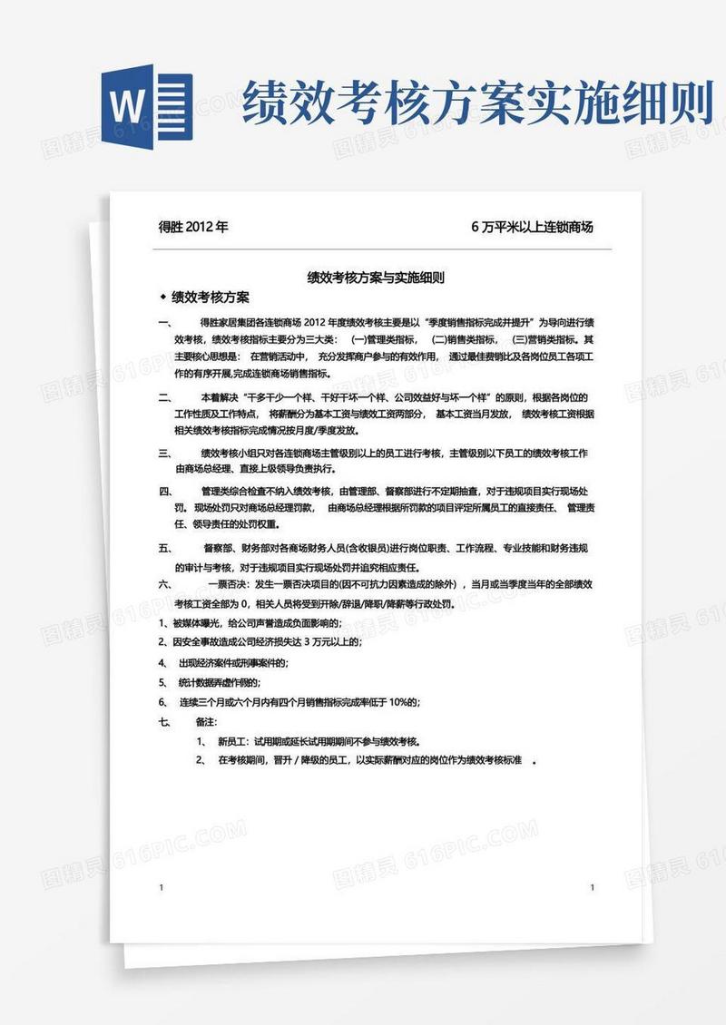 绩效考核方案与实施细则