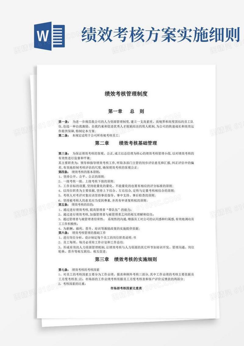 绩效考核制度及方案