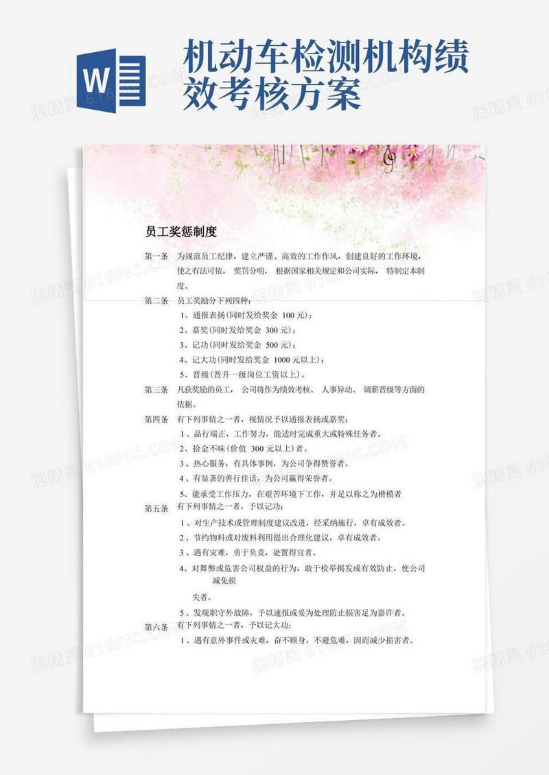 机动车检测有限公司员工奖惩制度