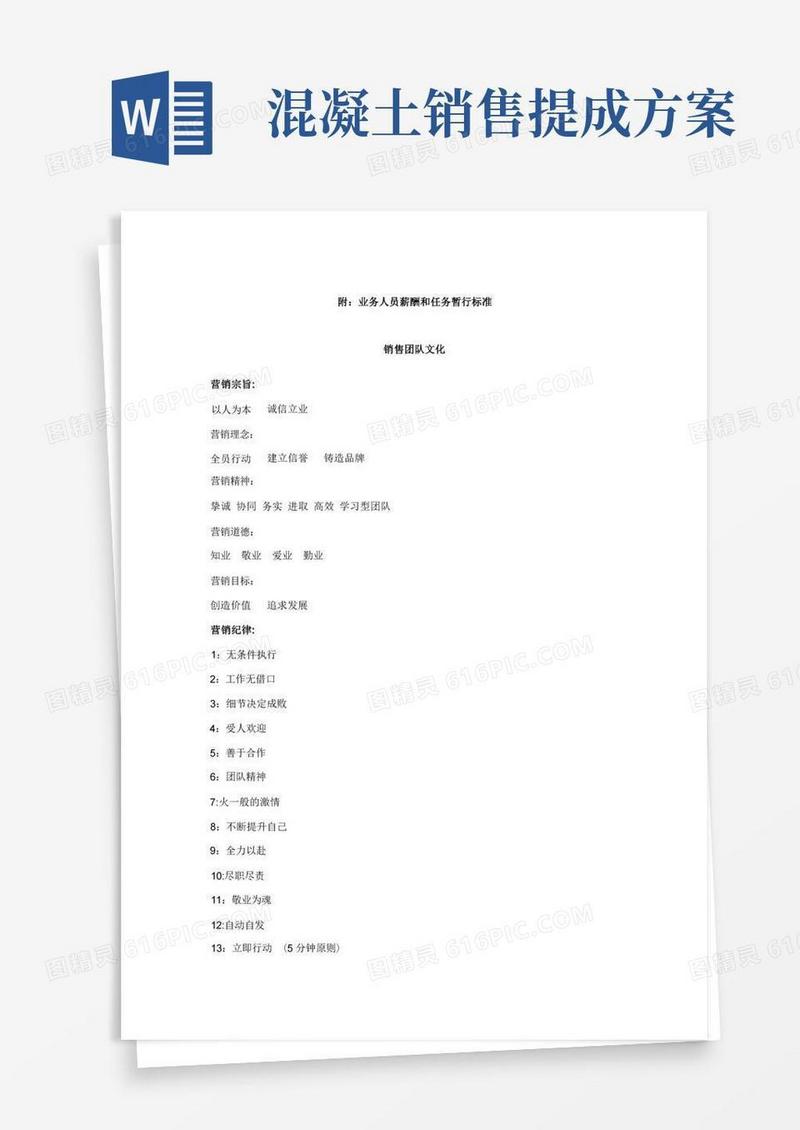 混凝土公司业务人员管理制度、规定、常用表格、薪酬核算办法
