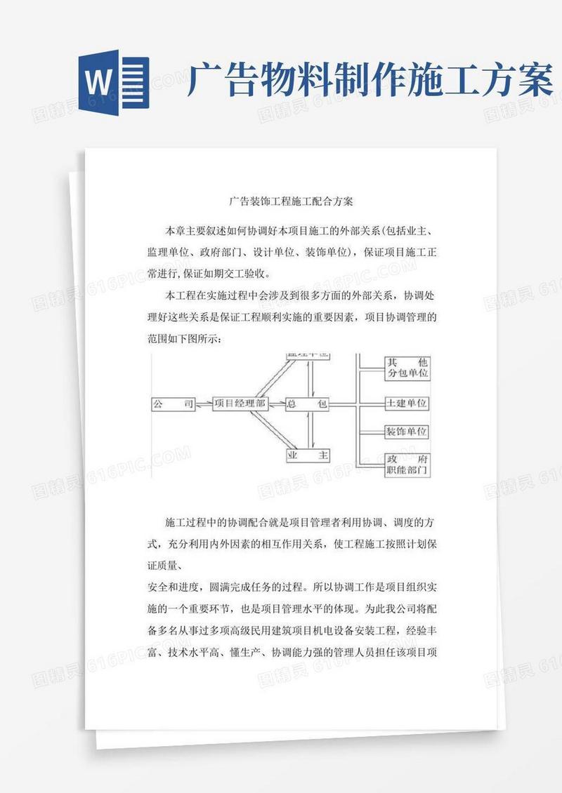 广告装饰工程施工配合方案
