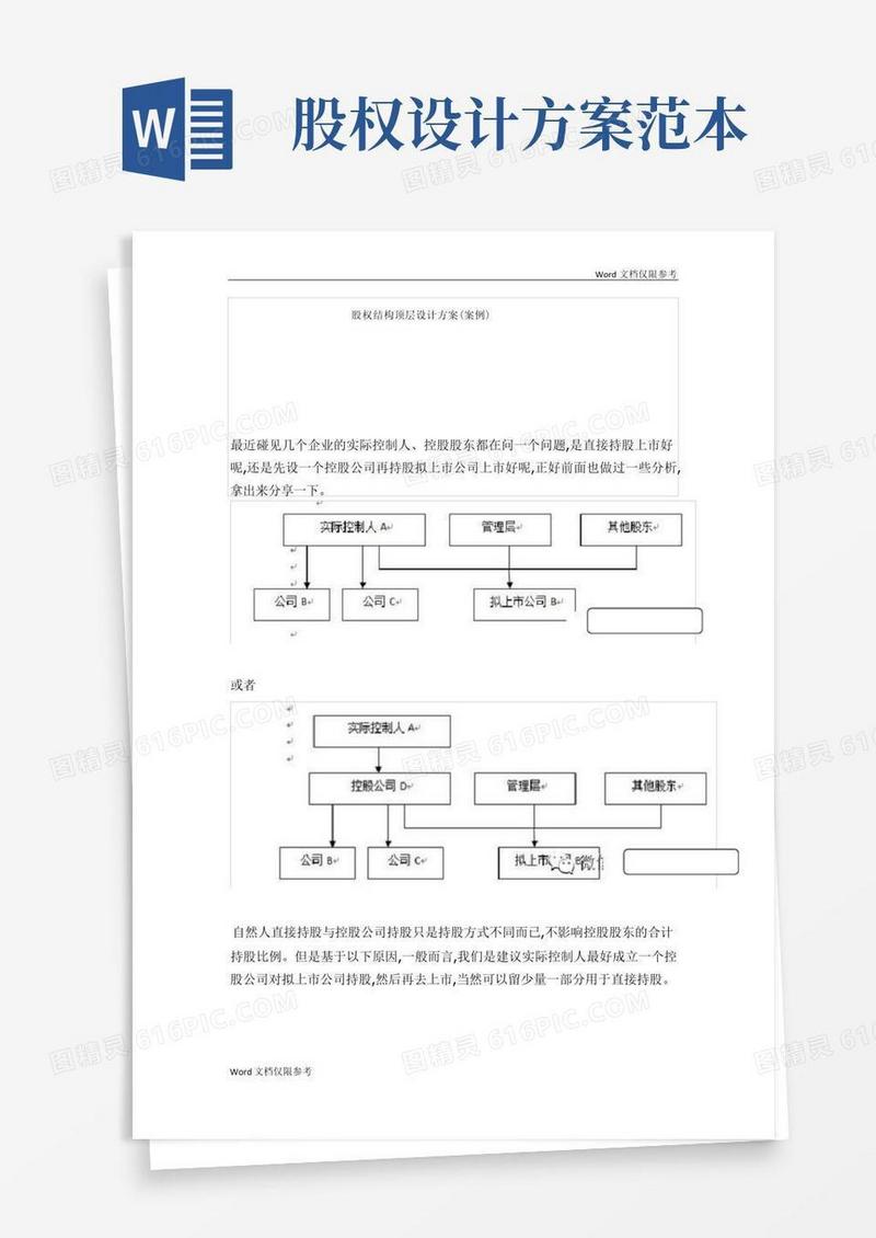 公司股权结构顶层设计方案(案例)