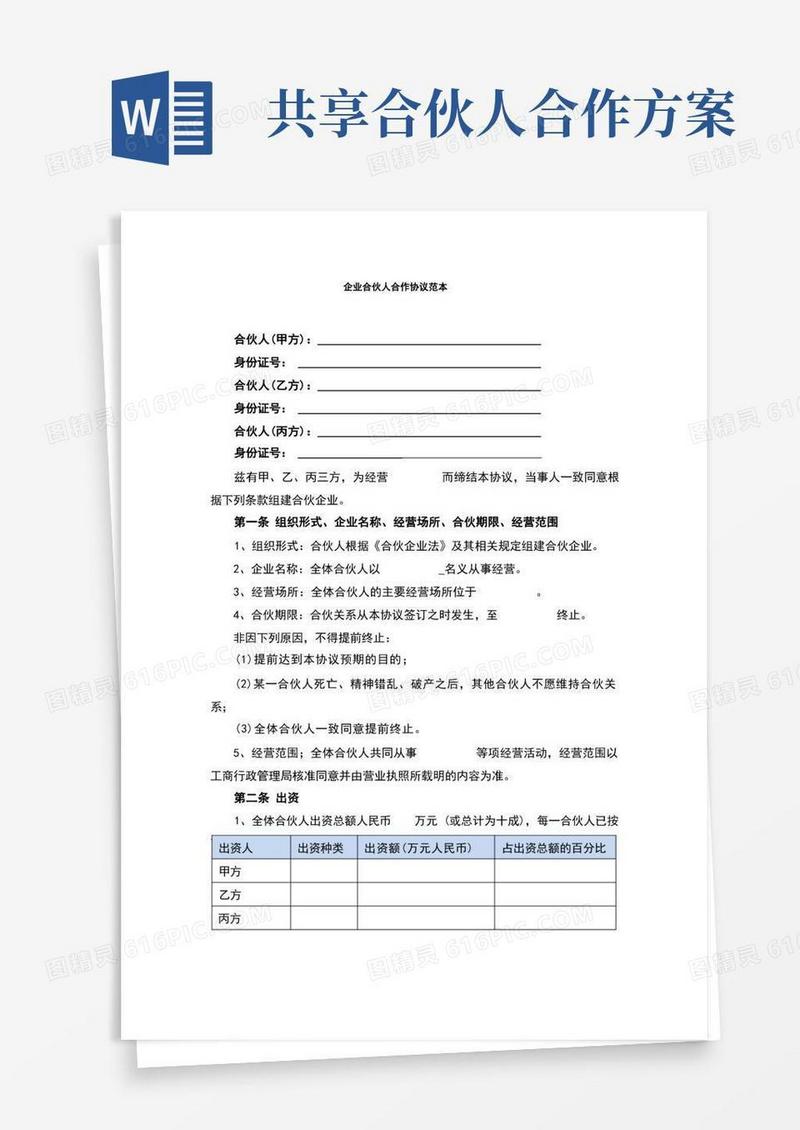 创业合伙人合作协议(完整版)