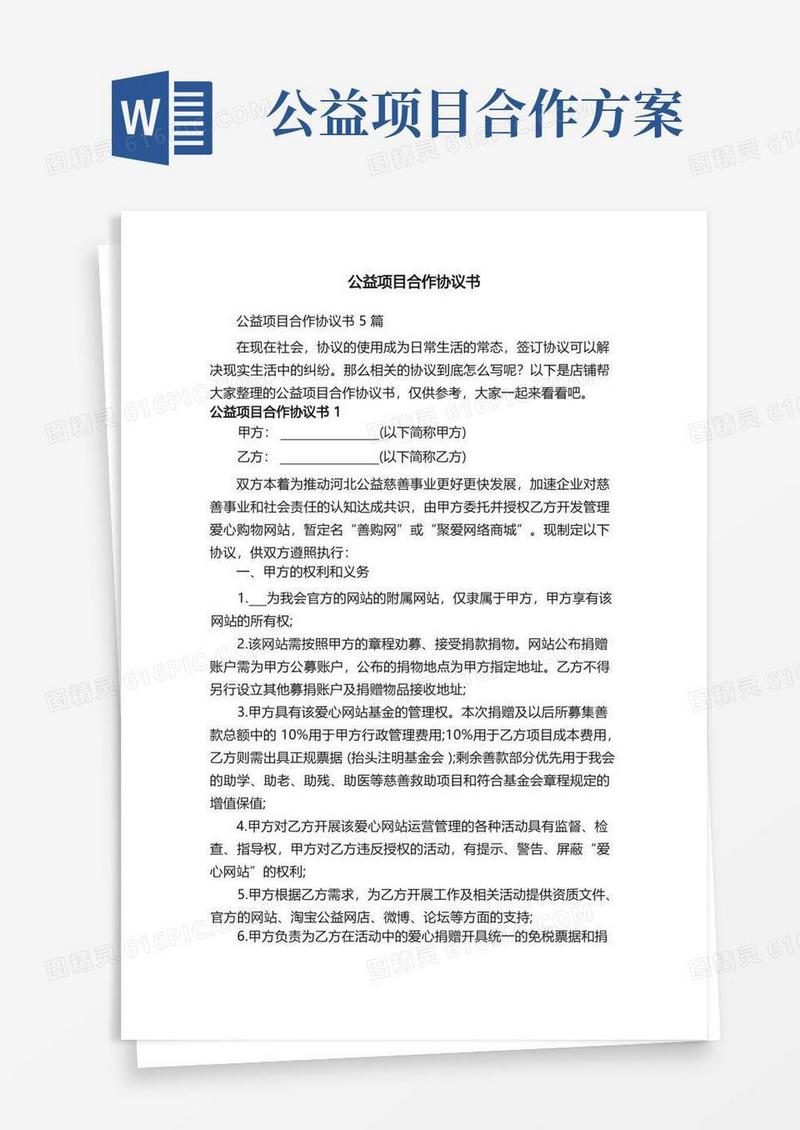 公益项目合作协议书