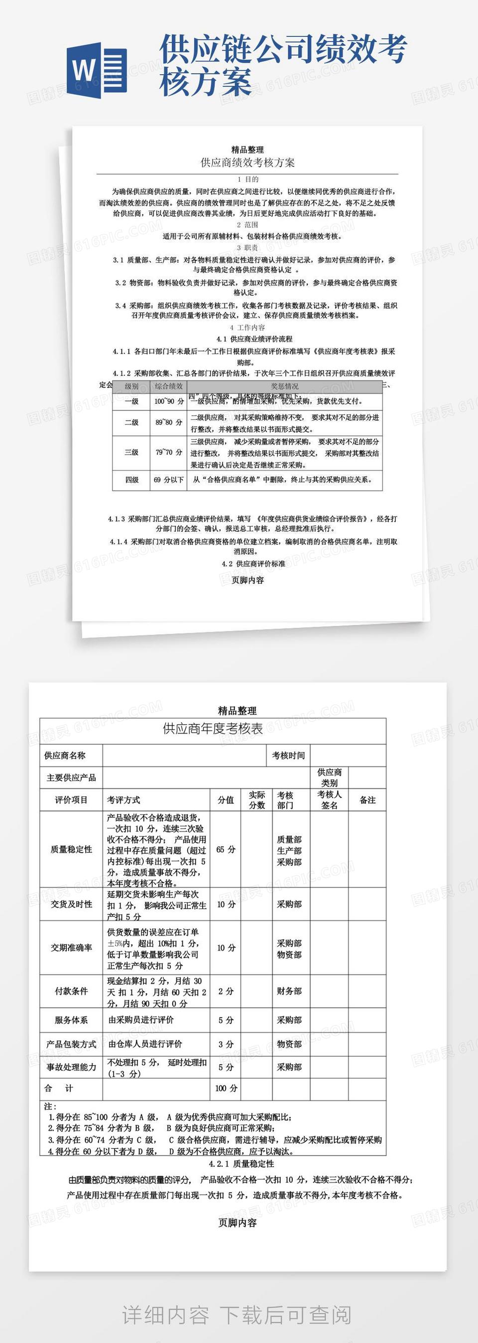 供应商绩效考核方案