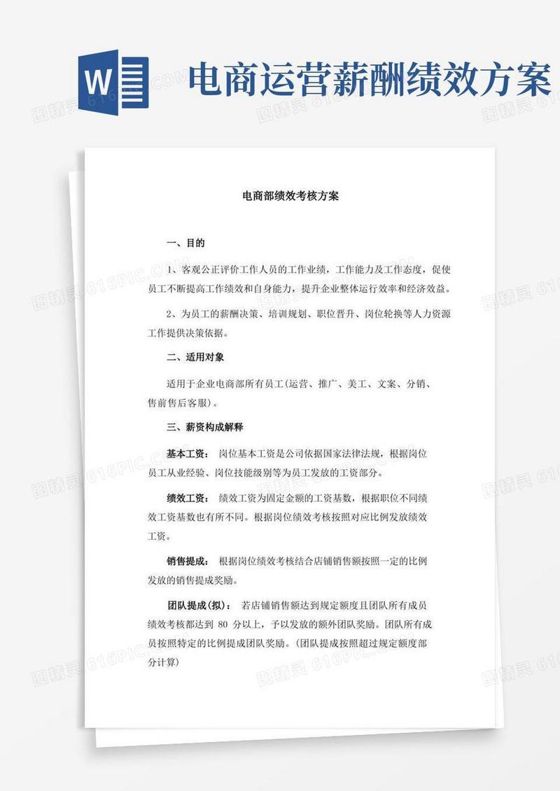 电商绩效考核方案完整版