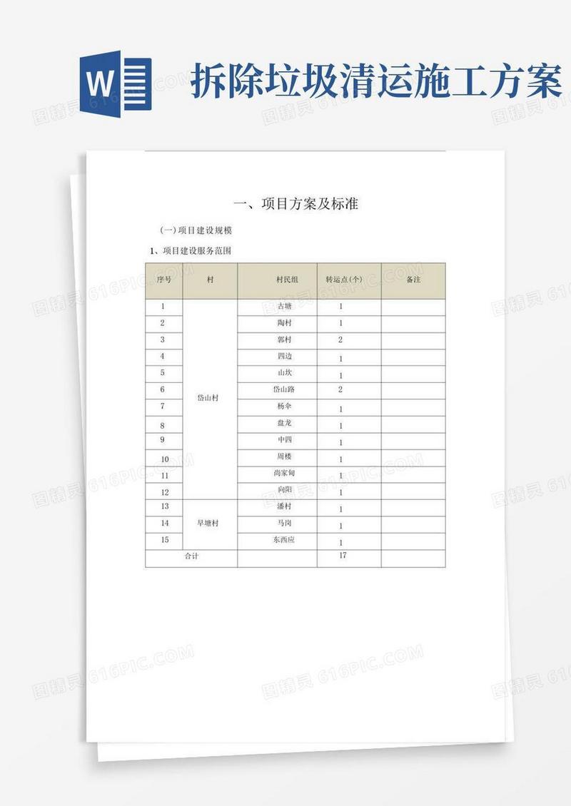农村垃圾清运施工方案