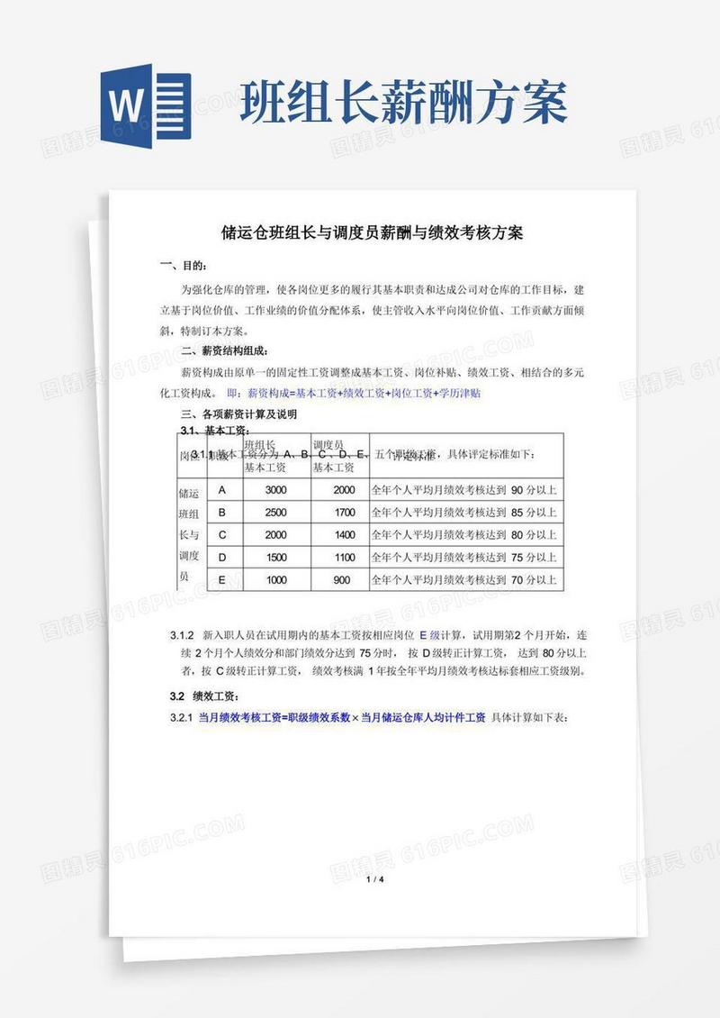 仓库组长及调度员薪酬与绩效考核方案
