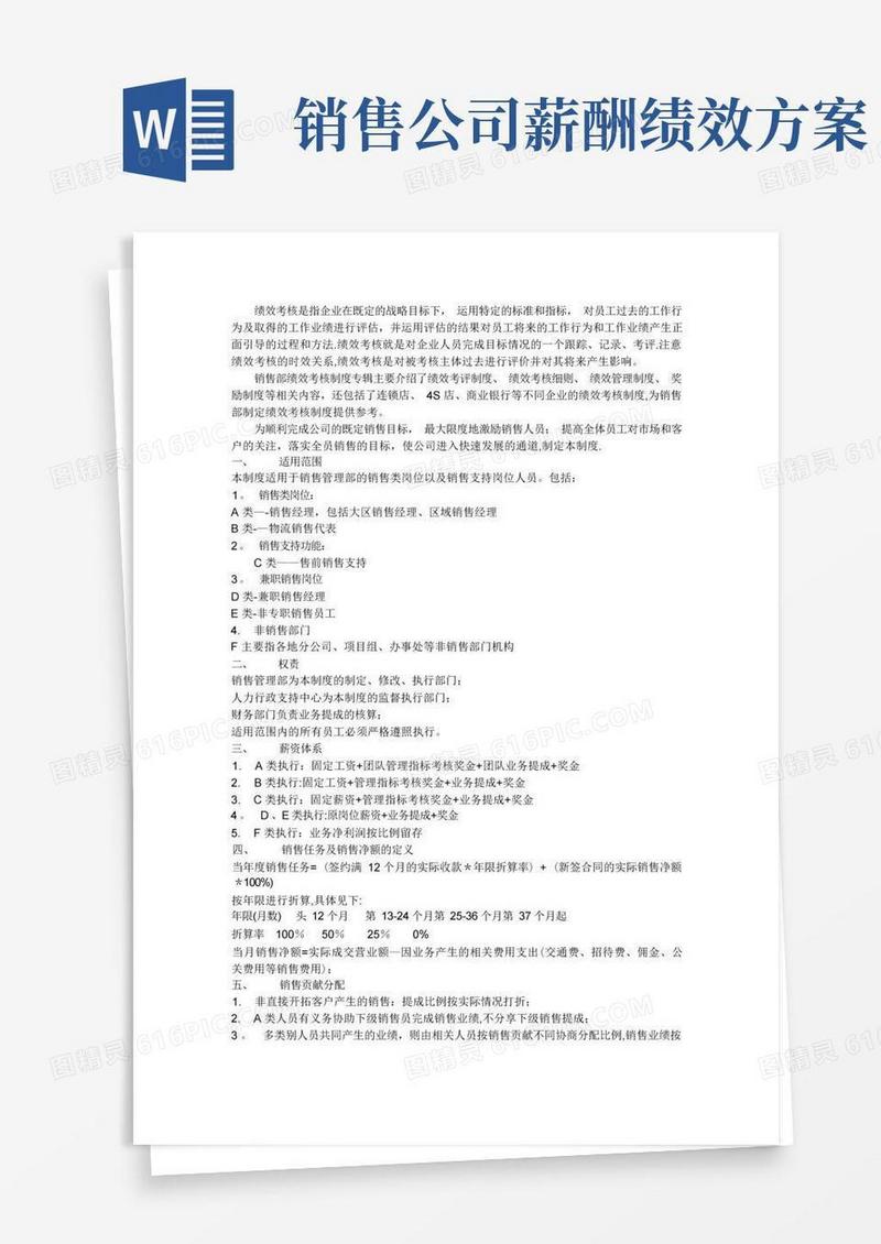 销售部绩效薪酬管理制度