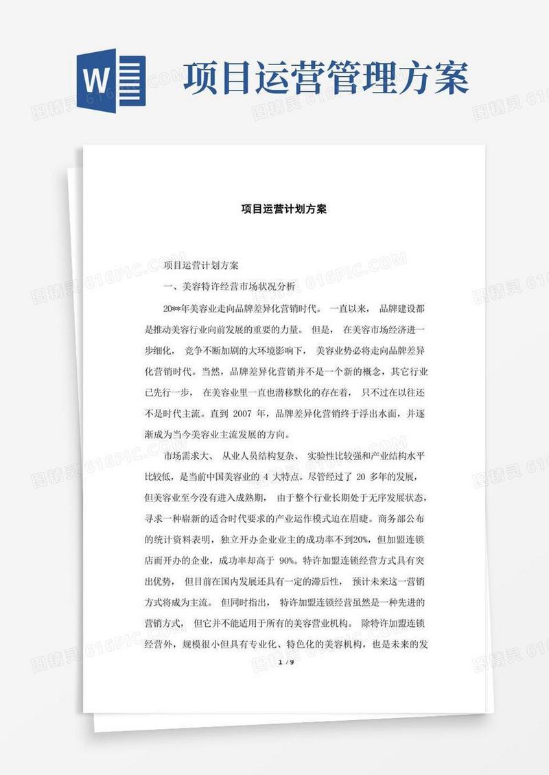 项目运营计划方案