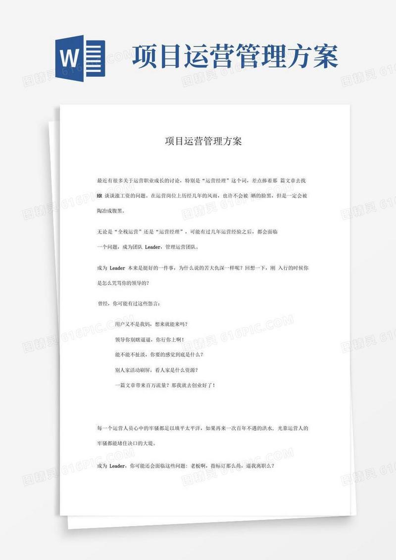 项目运营管理方案