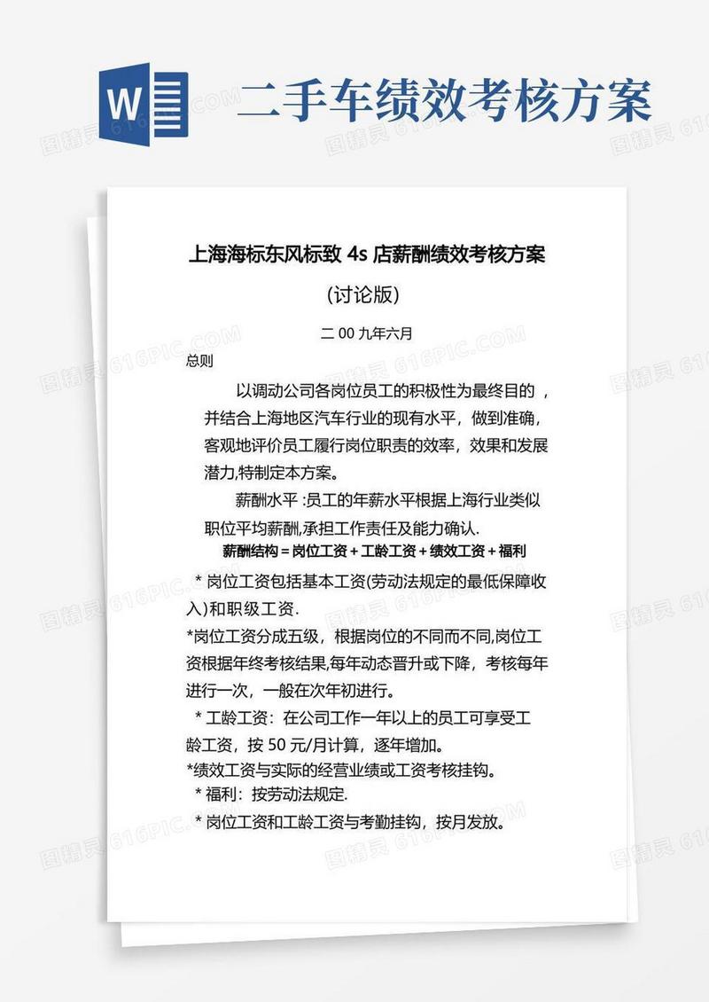 4s店绩效考核方案