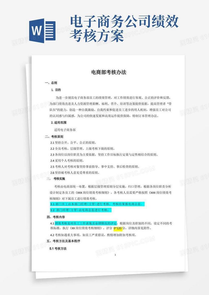 电子商务绩效考核方案及管理办法