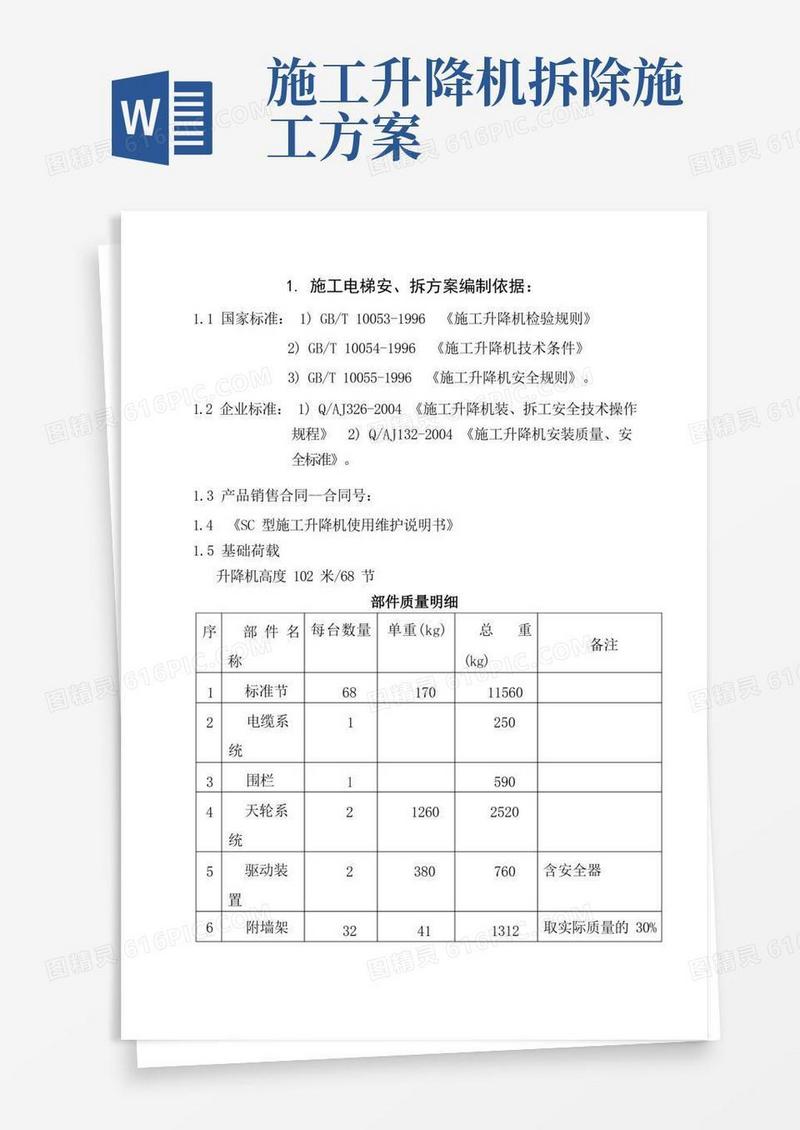 施工升降机安装拆卸施工方案