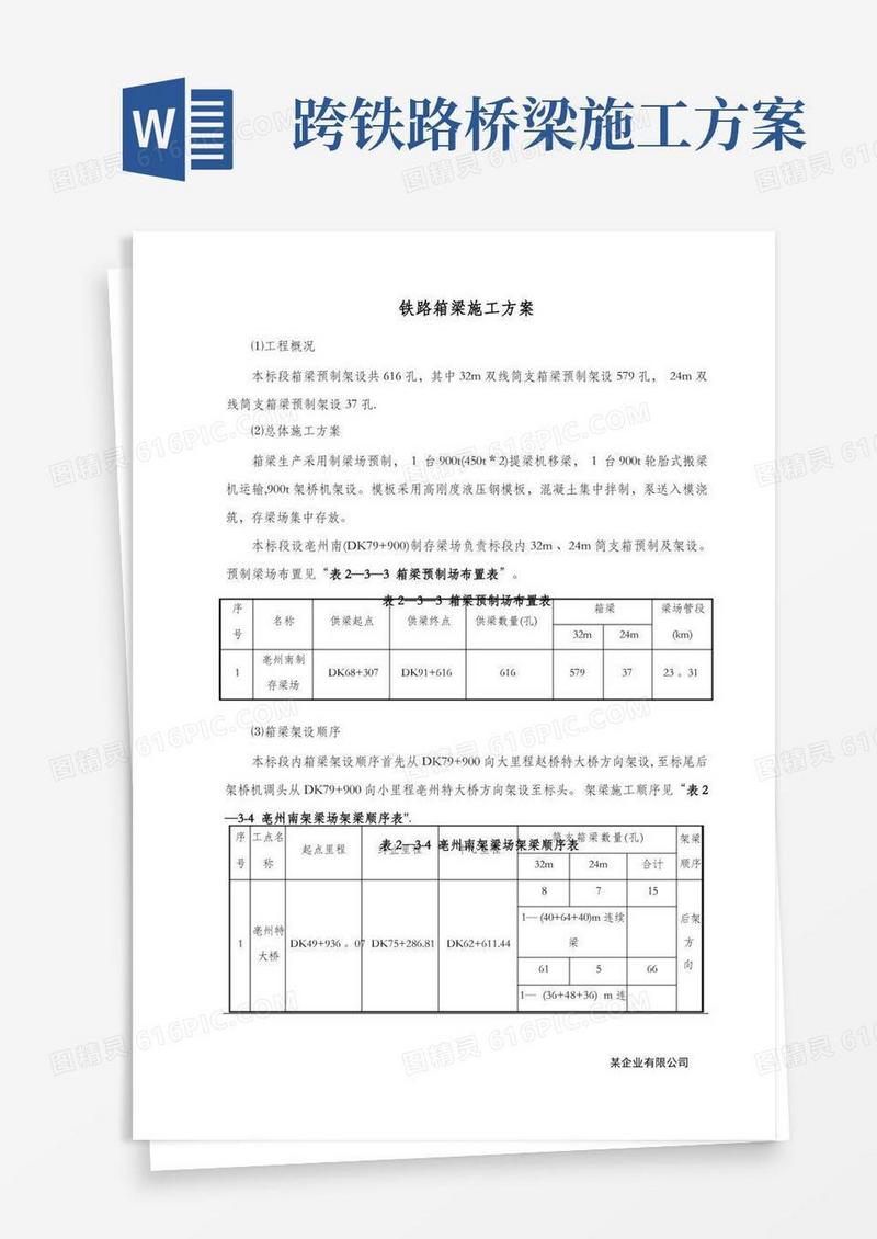铁路箱梁施工方案