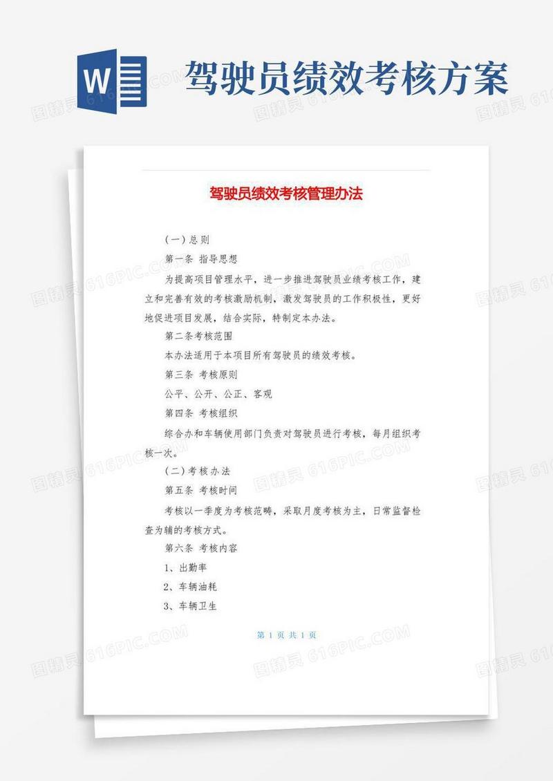 驾驶员绩效考核管理办法
