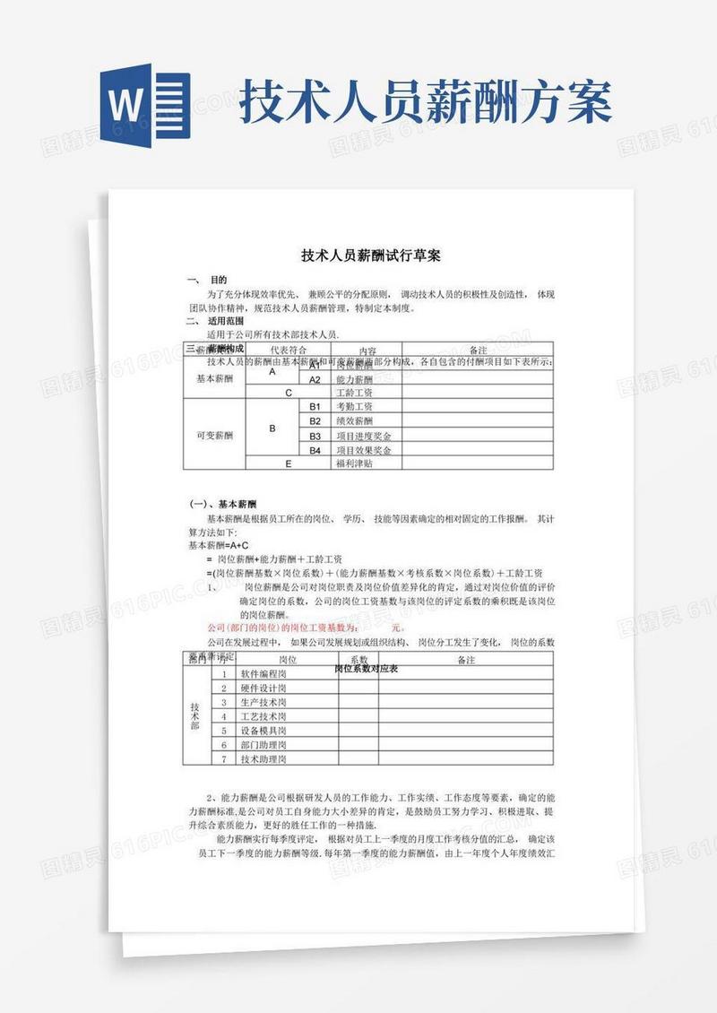 技术人员薪酬管理办法