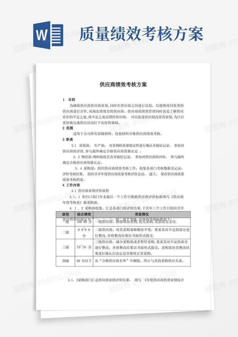 供应商绩效考核方案