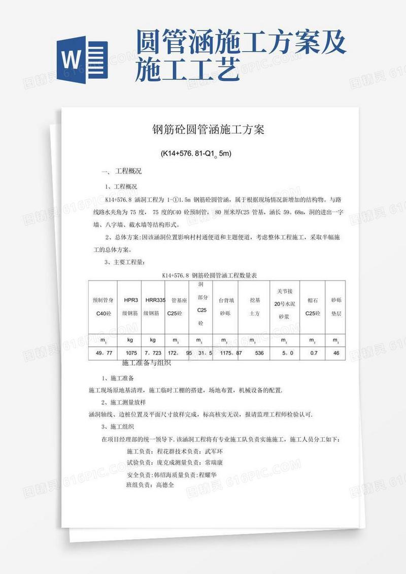 钢筋砼圆管涵施工方案