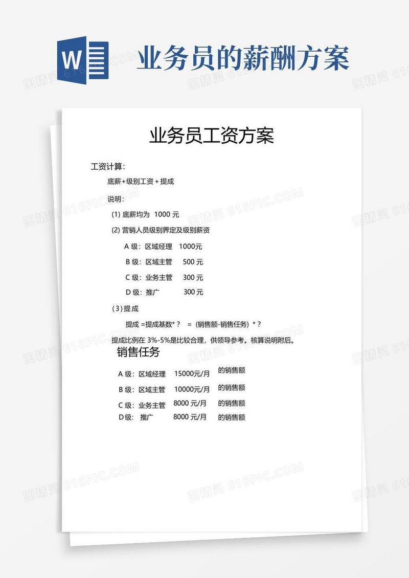 业务员工资方案