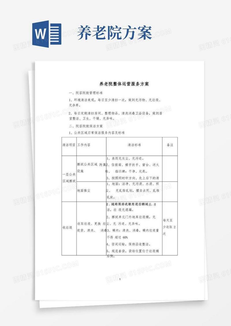 养老院整体运营服务方案