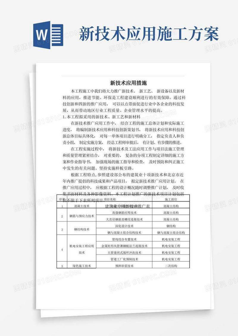 新技术应用措施