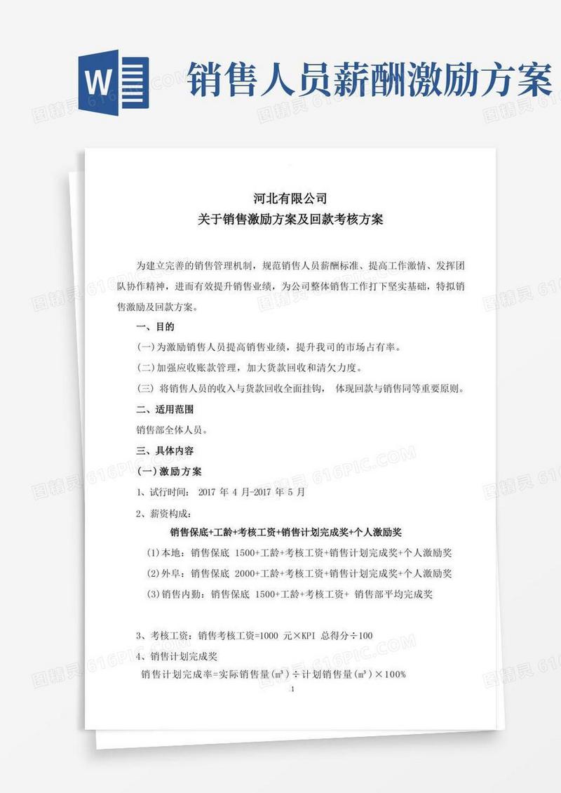 销售部销售激励方案