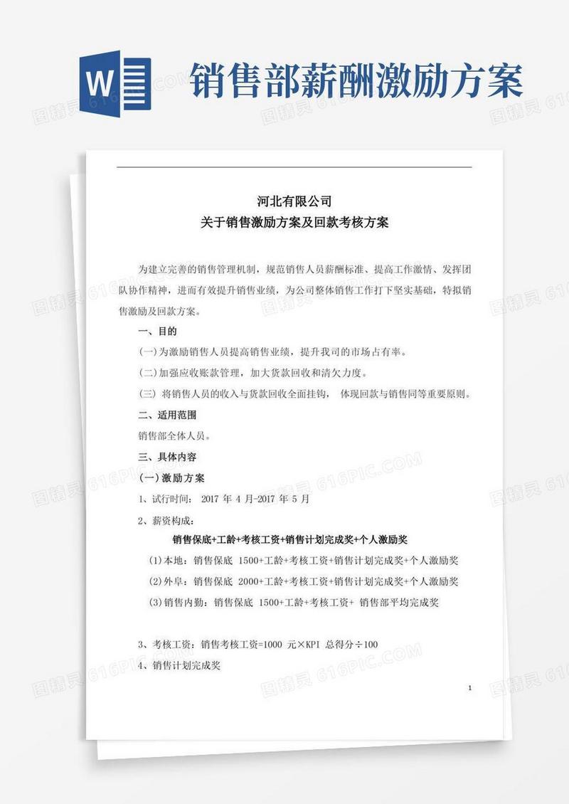 销售部销售激励方案