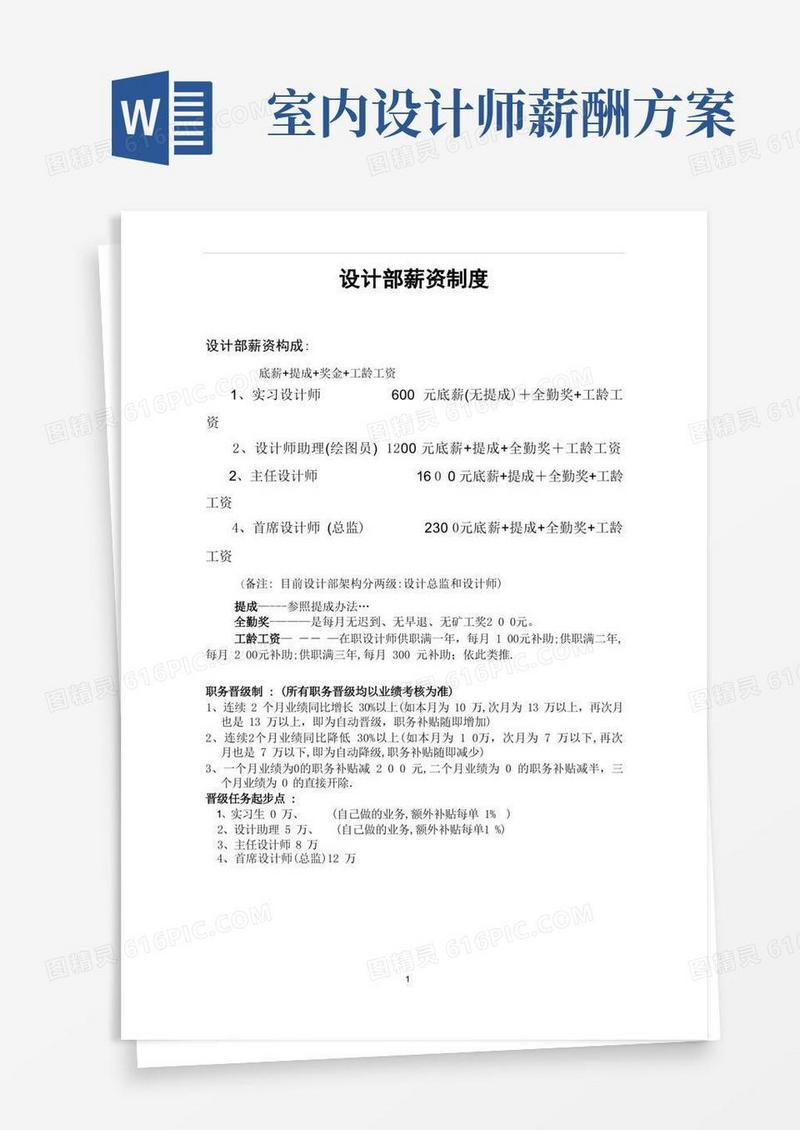 设计师薪酬方案【范本模板】