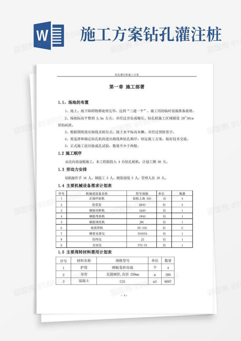 (完整版)钻孔灌注桩施工方案