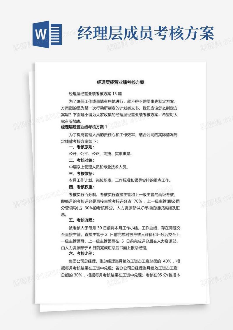 经理层经营业绩考核方案15篇
