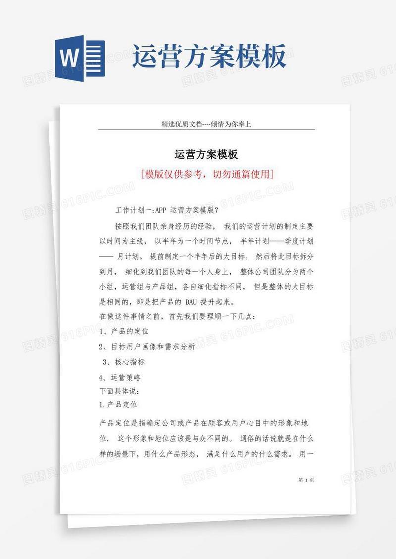 运营方案模板(共5页)