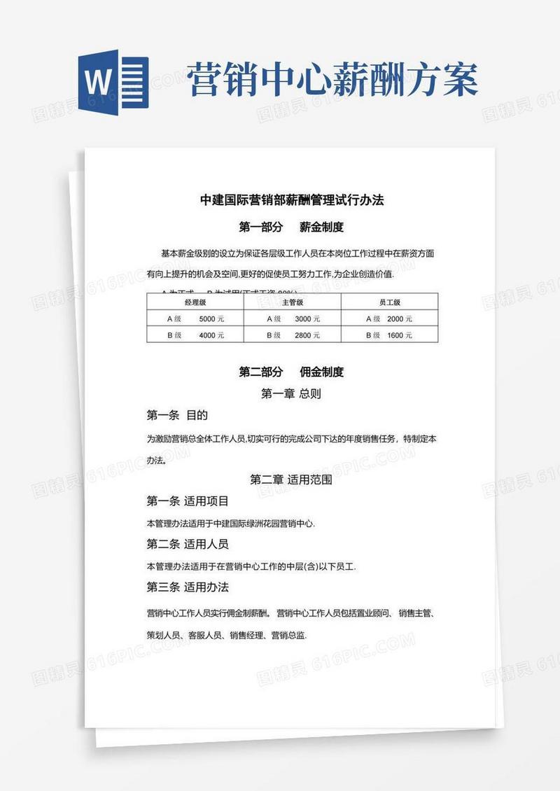 营销中心薪酬管理办法