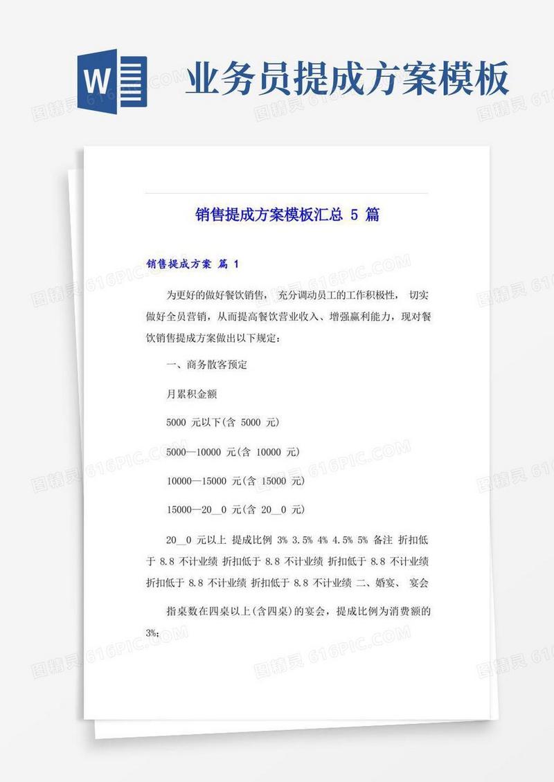 销售提成方案模板汇总5篇