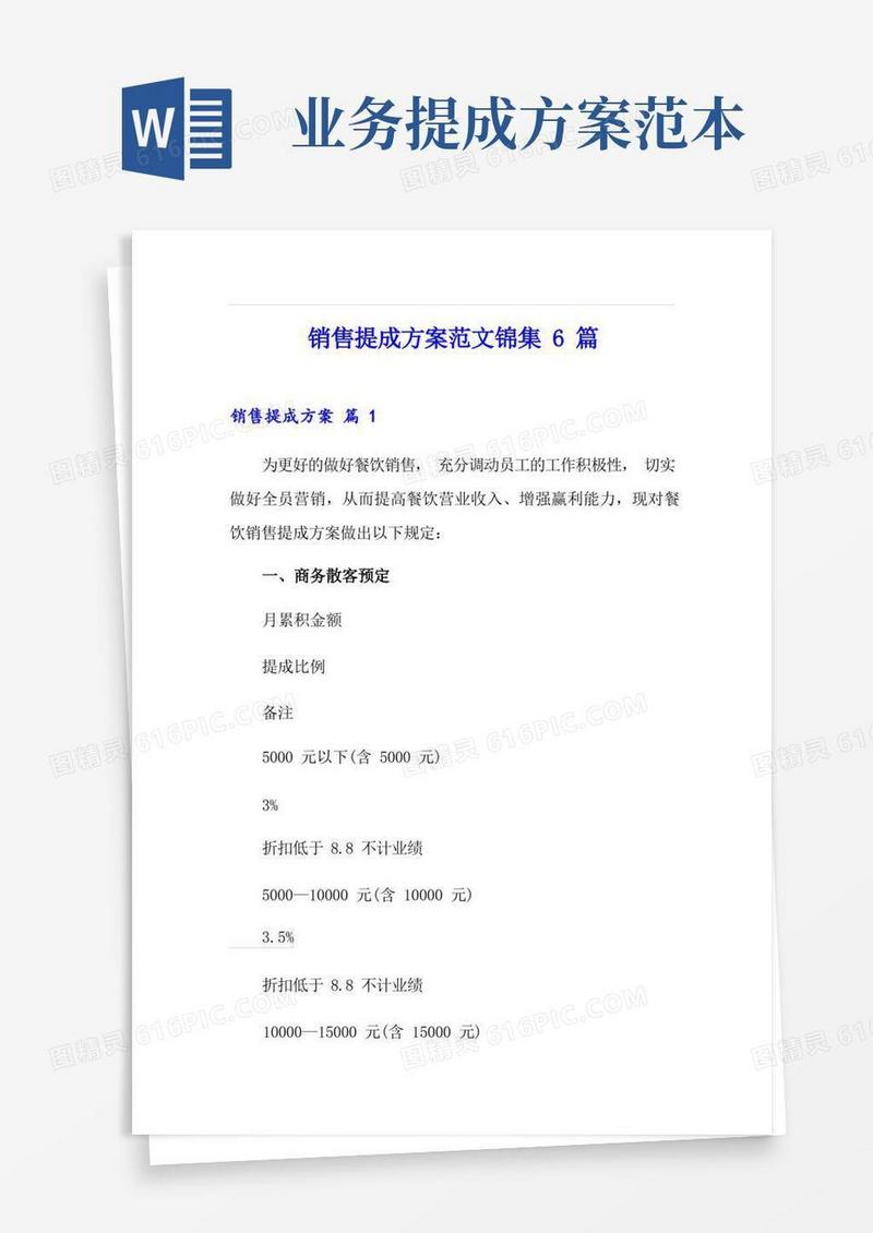 销售提成方案范文锦集6篇