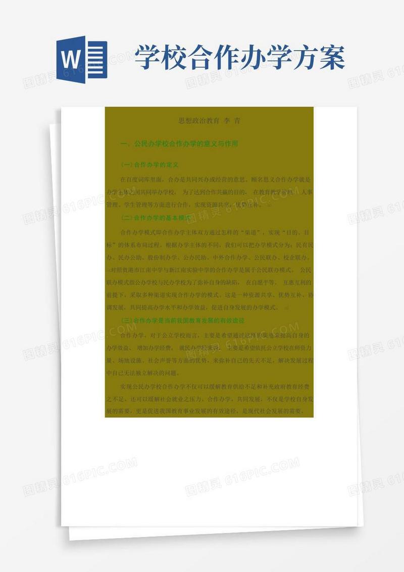 公办民办学校合作办学模式探究