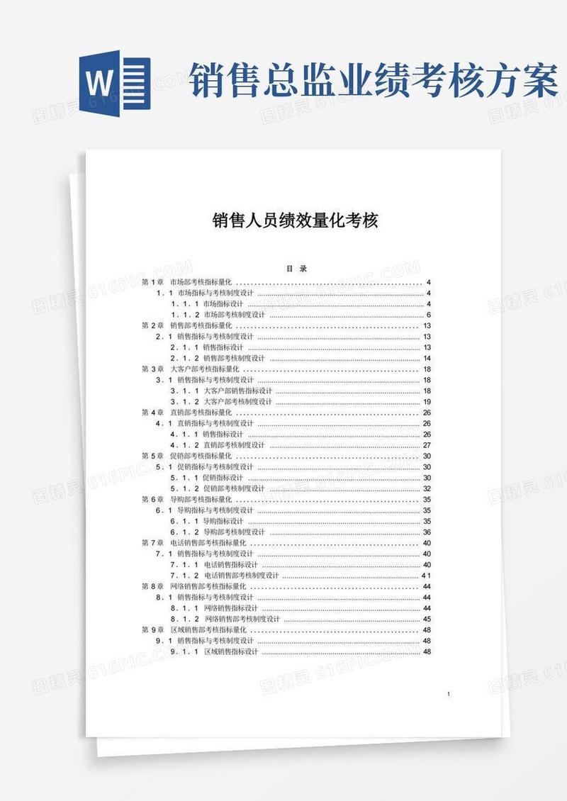 销售人员绩效量化考核经典详细版
