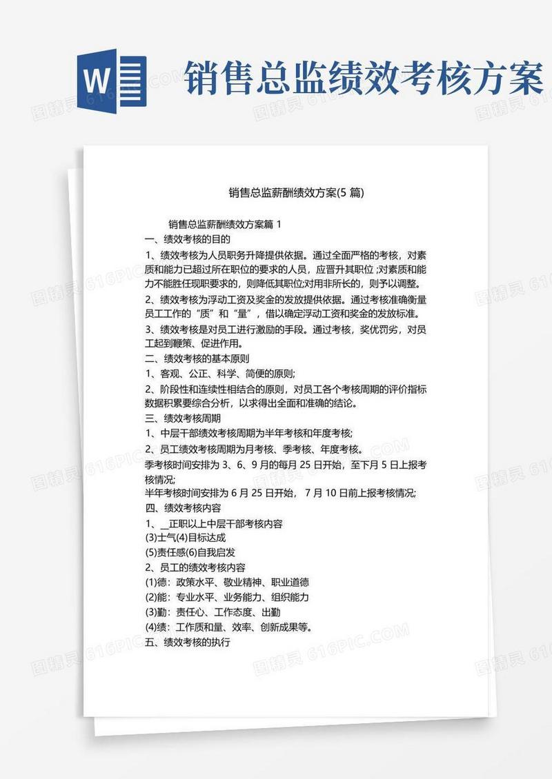 销售总监薪酬绩效方案(5篇)