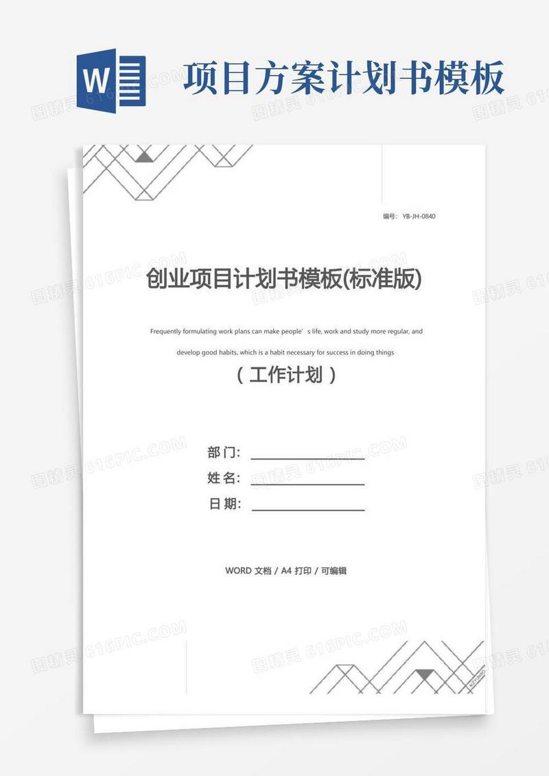 创业项目计划书模板(标准版)